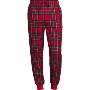 NEW MBT Men's XXL Red Tartan Plaid Jogger Pajama Pants Elastic Waist & Cuffs